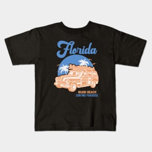 Florida Miami Beach Surfing Paradise Kids T-Shirt